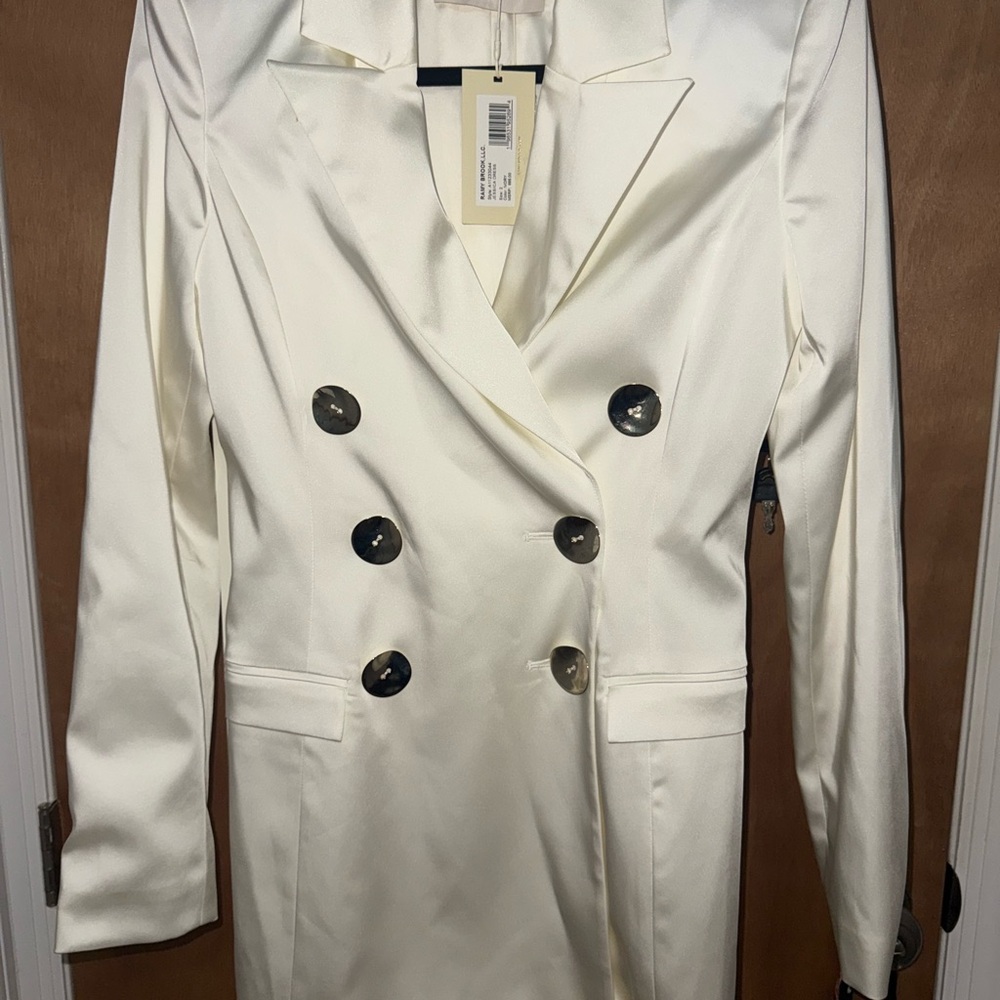 Ramy Brook Cream Double-Breasted Blazer dress